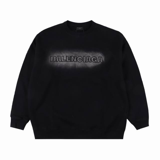 Balenciaga 巴黎世家 24Fw 重工洗水喷马骝字母双B刺绣套装卫衣 客供高克重进口420g水洗毛圈棉面料，洗水后达450g 订染颜色后整蚀毛处理对色定