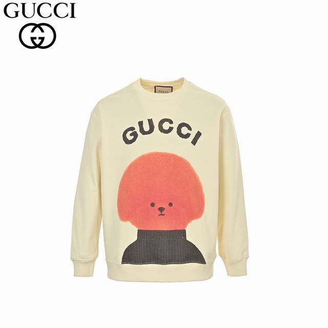 Gucci 古驰 24Fw 趣味卡通系列印花圆领卫衣 420克重纯棉面料毛圈底定制32支2*2螺纹 成衣两遍水洗处理 面料舒适亲肤无异感 定制定染面料 纺织密度