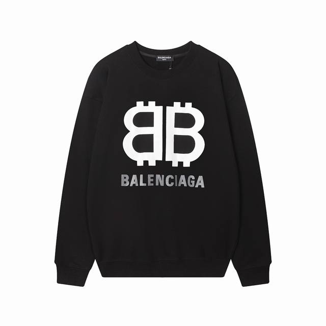 爆款上新☆ 秋季促销 高品质 BALENCIAGA 巴黎世家秋冬新款印花圆领卫衣 采用420克双股纯棉毛线卫衣面料 OS落肩宽松版型 上身效果宽松休闲 三标齐全