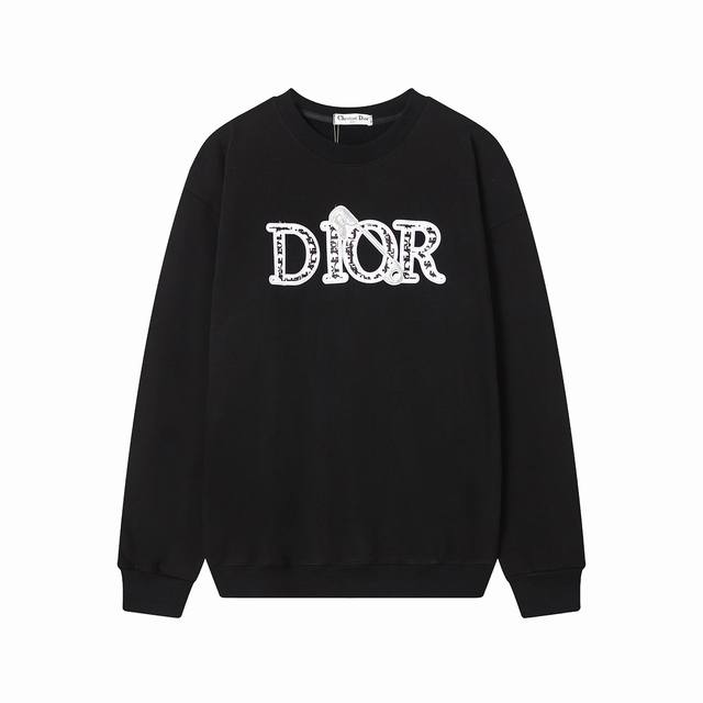 上新★轻奢推介 高品质 DIOR 迪奥 秋冬新款手摇绣花圆领卫衣 采用420克双股纯棉毛线卫衣面料 OS落肩宽松版型 上身效果宽松休闲 三标齐全 男女同款 颜色