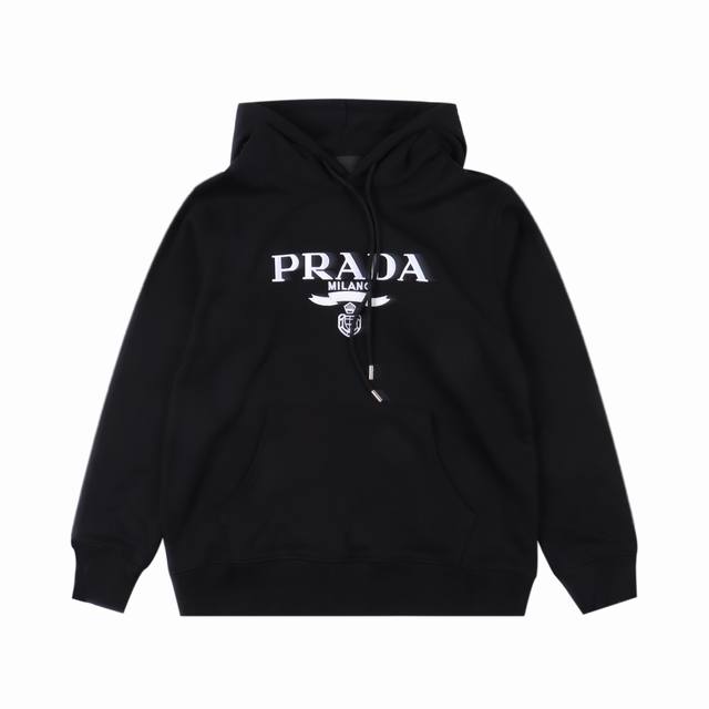 Prada 普拉达 经典款Logo刺绣连帽卫衣 size：S-XL