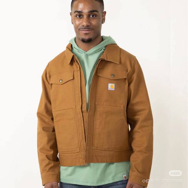 顶级版本 卡哈特 Carhartt 105748 Rugged Flex系列 Duck Jacket logo标签薄款舒适拉链翻领夹克外套 Relaxed Fi