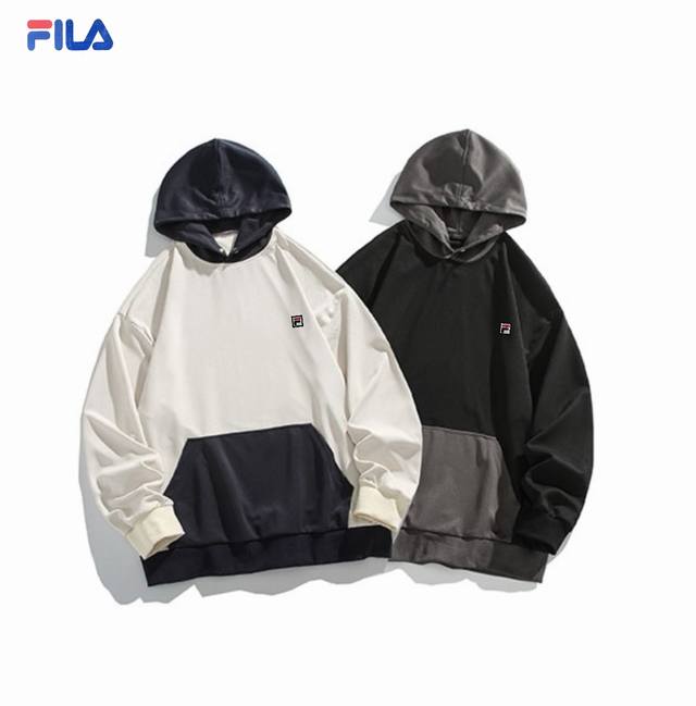 上新 斐乐FILA 2024秋款拼色连帽宽松长袖卫衣外套 精选棉纤合成面料、上身舒适不起皱 、好打理，分量十足、有质感透气，港风宽松版，时尚前沿流行设计，多季节