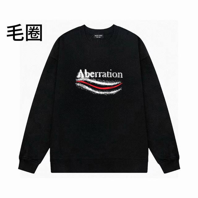 高品质24ssBalenciaga 巴黎世家24ss波浪斑点字母印花圆领毛圈卫衣情侣宽松秋季卫衣 肩膀缝合处后领处都采用双缝走线经久耐穿，后领口处采用纯棉拉条提