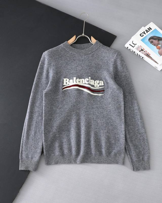 供 原单贸易正品 Balenciaga 巴黎世家可乐海浪纯羊毛圆领毛衫，附原材料检测证书！ 贸易正品意大利订单，客供双股48支100%澳洲美丽诺绵羊毛，日本丰田