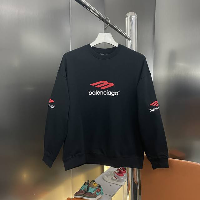 上新 纯原臻品 顶级复刻 Balenciaga 巴黎世家 24,ss新款前后大M印花logo圆领卫衣长袖T 原版面料高版本高品质 网红明星同款 - 购入原版开模