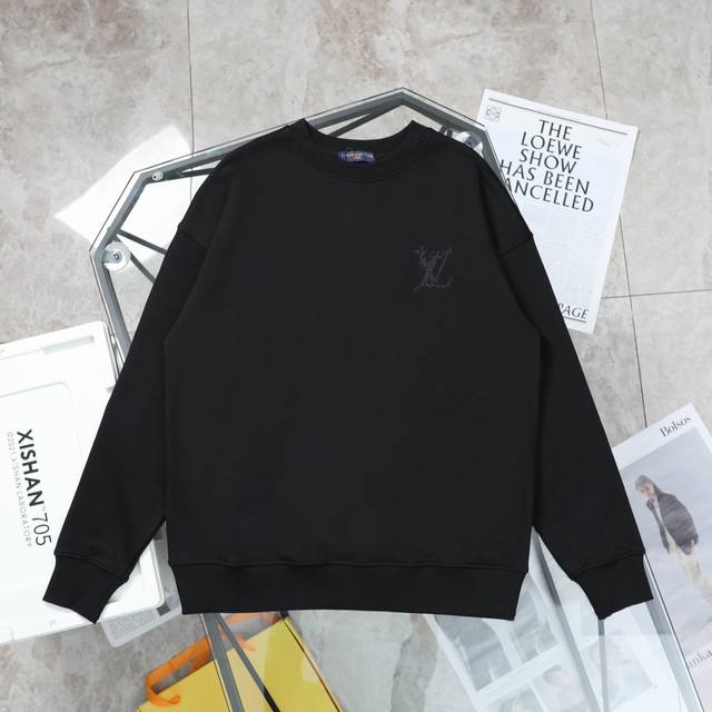 上新 纯原臻品 顶级复刻 - Louis Vuitton Lv路易威登 新款云朵Logo刺绣休闲圆领卫衣 - 款号: 68717 - 颜色: 黑色 白色 - 购