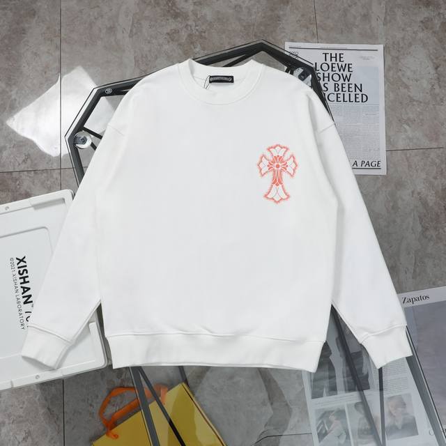 上新 纯原臻品 顶级复刻 Chrome Hearts 克罗心十字架印花休闲圆领卫衣 - 颜色：黑色 白色 - 购入原版开模打造，全套定制辅料，细节决定成败 -