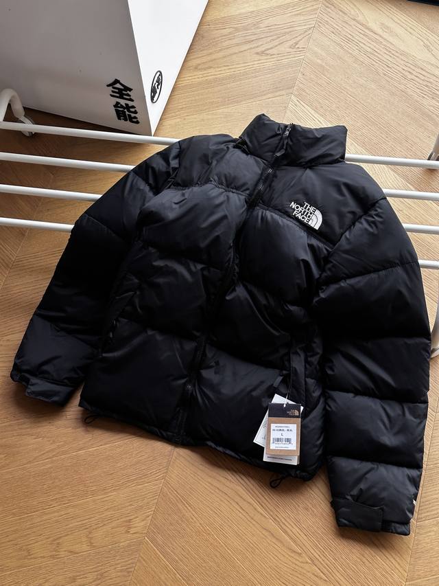 96高版本特价240 可退换 北面THE NORTH FACE 1996系列 Nuptse 拼色保暖可收纳连帽700蓬鹅绒羽绒服男女同款 纯黑色 Xs~xxl