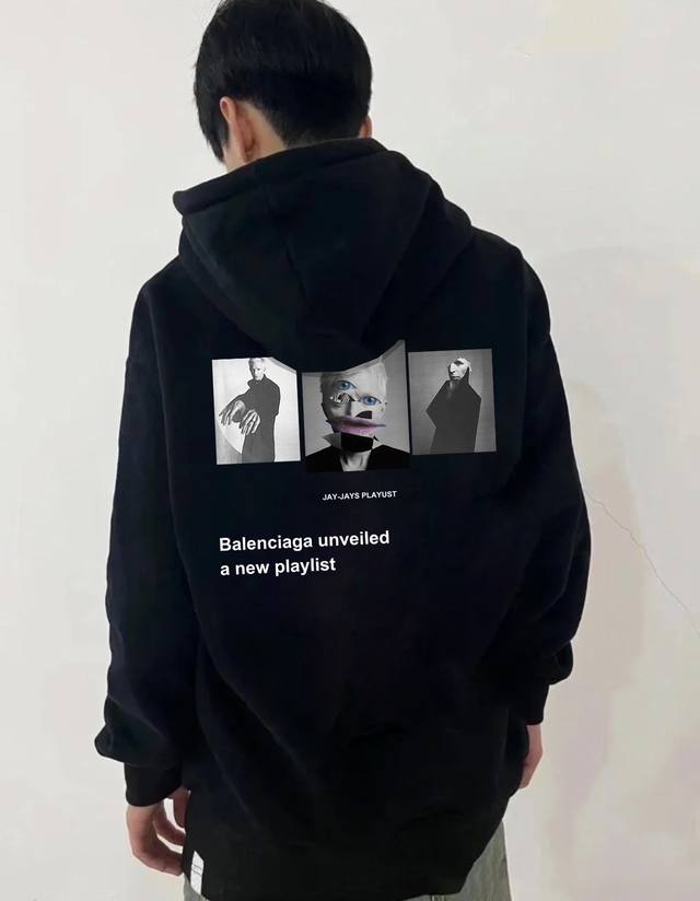 Balenciaga巴黎世家音乐艺术秋季连帽卫衣 高品质，做细节 甄选新疆华棉面料 手感软糯细腻 上身充满质感 非常轻便舒适运动宽松版型不紧身 轻松驾驭无压力