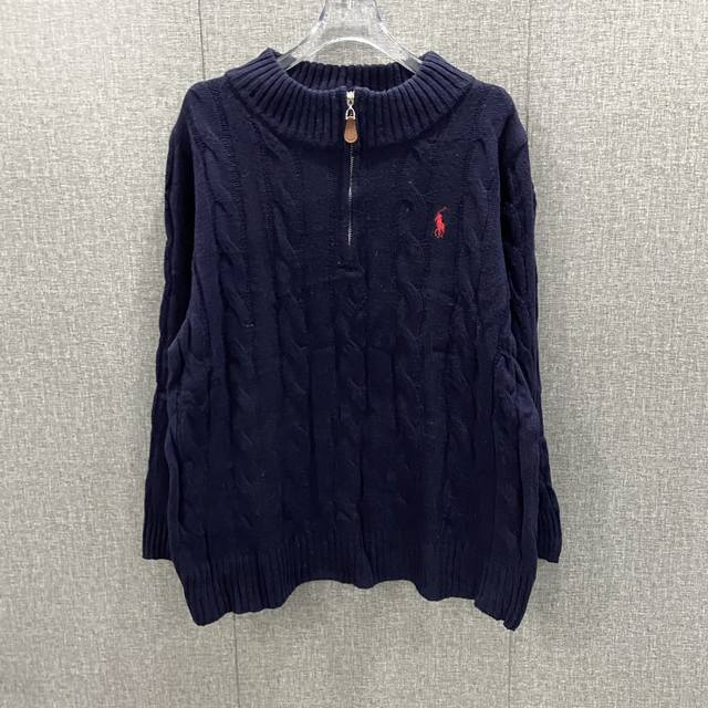 市场最高版本 RALPH LAUREN 拉夫劳伦经典战马小标刺绣logo保罗polo高领套头半拉链针织毛衣 胸口高密度LOGO刺绣，吊牌辅料原版定制。采用纯棉纱