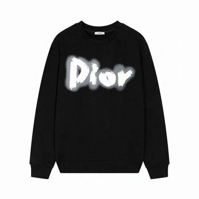 DIOR 迪奥 SS 秋冬新 logo白墨烫画工艺圆领卫衣 定制340克毛圈双股面料+螺纹同缸染面料 手非常舒服 秋冬最新专柜同步 OS落肩版型 时尚又个性 超