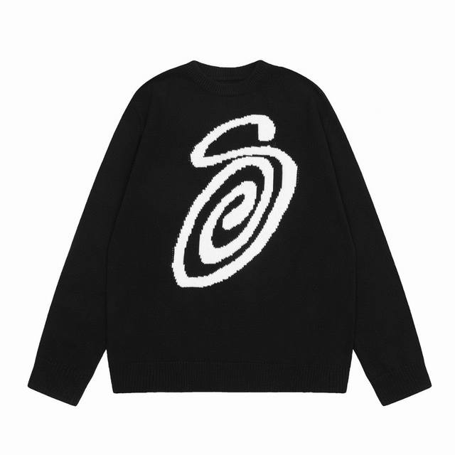 独家款式 正品开模 STUSSY 斯图西风格蚊香S经典款圆领毛衣 ZP定染0色差版本 欢迎对比 有色差承诺白送 真正平台品质 区别一切世面垃圾 骰子提花针织毛衣