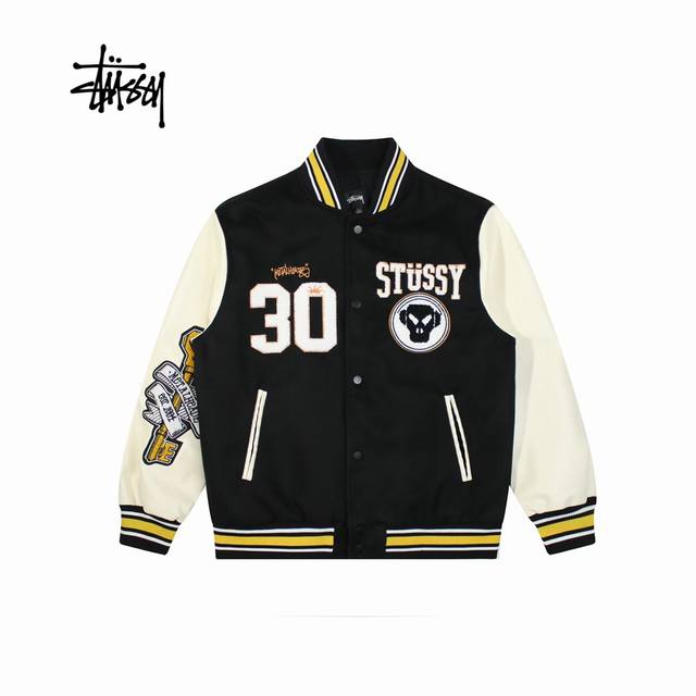 Stussy x Metalheadz 30周年重磅联名款毛巾刺绣棒球服外套 斯图西从去年就已经开始预热的一件棒球夹克，整体的质感是非常到位的，从意义上来说也是