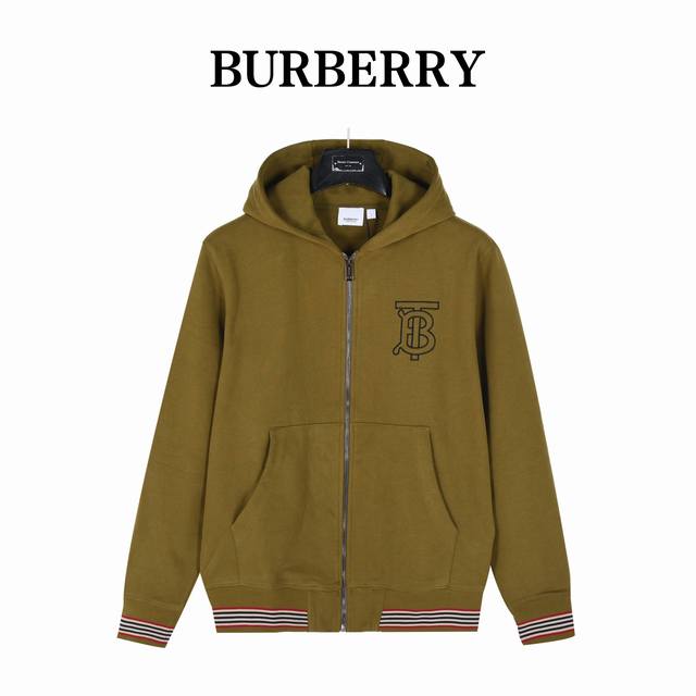 Burberry 巴宝莉 24Fw TB刺绣条纹抓绒拉链连帽外套 采用500g磨毛面轻抓毛底面料 内里磨毛抓绒 面料厚实 手感柔软舒适 胸口经典TB镂空logo