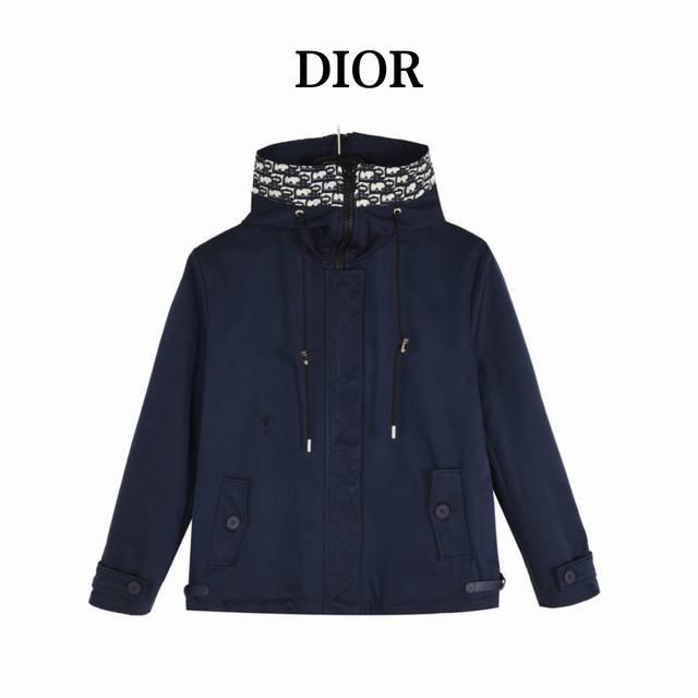 Dior 迪奥 24Fw 内衬满印老花提花拉链帽子外套 女款 南油高货 顶级原版1:1定制 藏蓝色主色调更为高端大气 内里为经典logo提花组织 更具细节设计