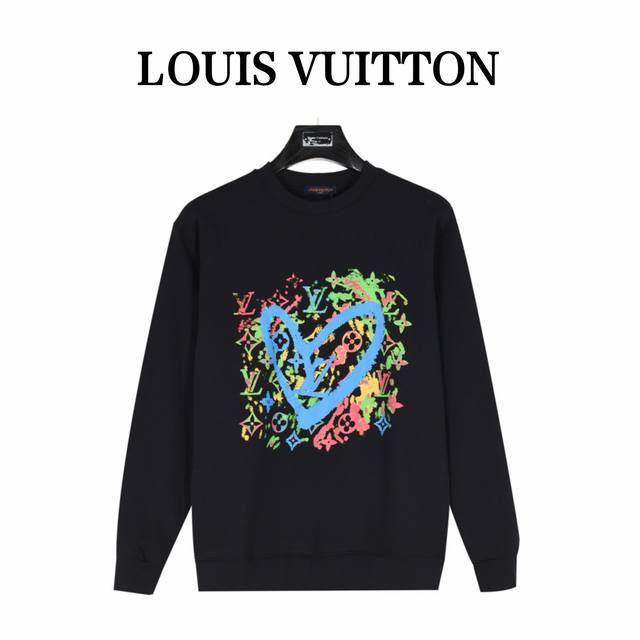 Louis Vuitton 路易威登 爱心涂鸦泼墨圆领卫衣 新一季胸前LV标致性爱心涂鸦人所皆知的工艺！增加时尚元素又不会过于夸张！ 卫衣属于衣橱不可或缺的单品