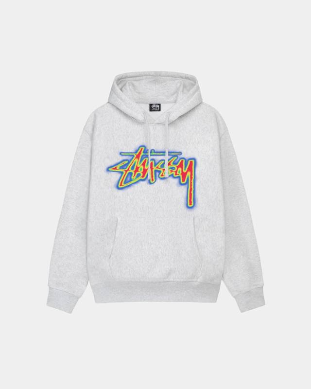 Y2428] Stusy THERMAL STOCK HOODIE 经典美式LOGO热成像印花连帽加绒卫衣 黑色 浅灰色 S M L XL