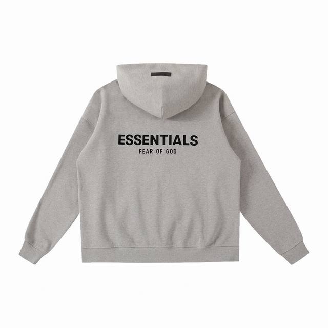 加绒 款号043 深燕麦 顶级版本FEAR OF GOD ESSENTIALS FOG胸口后背植绒男女情侣明星同款秋冬纯棉帽衫卫衣 第八季最新款植绒LOGO帽衫