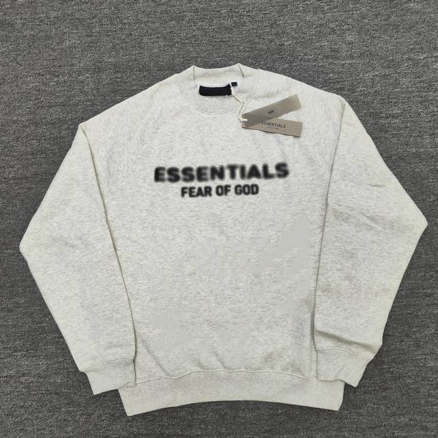 顶级版本FOG CRAZY FEAR OF GOD ESSENTIALS模糊字母潮牌加绒男士情侣圆领卫衣 高品面料采用高端400克面料！丝滑柔顺！不变形，不起球