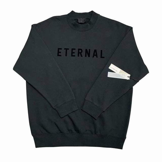 特价66S2 M2 XL1 黑色 新款顶级版本Fear of God FOG Essential 复线第八季ETERNAL胶囊系列植绒字母印花男女情侣明星圆领卫