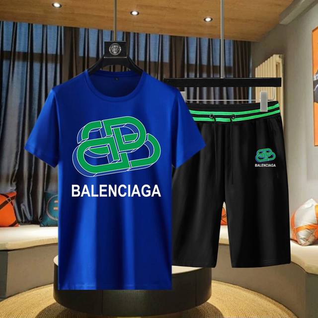 Balenciaga 巴黎世家 2024春季新款最新品短袖套装，专柜同步有售，原单狠货，时尚 进口原版科技面料，上身舒适透气，原版定制五金辅料，上身帅气有型，三