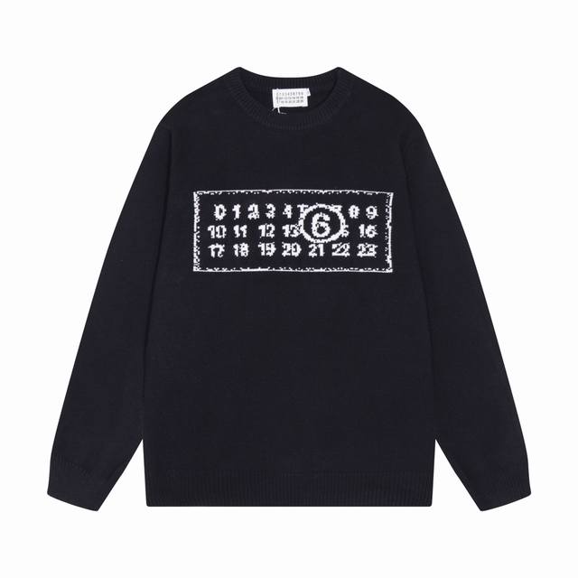 MM6马吉拉MM6logo提花圆领毛衣 颜色：白色 黑色 码数：S M L XL XXL