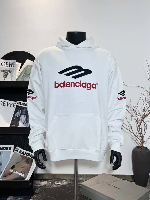 款号BL94 官网品质 #BALENCIAGA#巴黎世家3M前后字母刺绣LOGO连帽卫衣 官方原版 采用巴黎定织定染双纱纯棉面料 克重480G 螺纹釆用定织定染