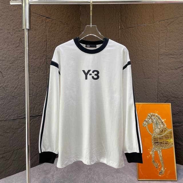 Y3 * 山本耀司* 2024 秋冬新款 320克厚长袖T恤 颜色：黑色 白色 码数：S M L XL