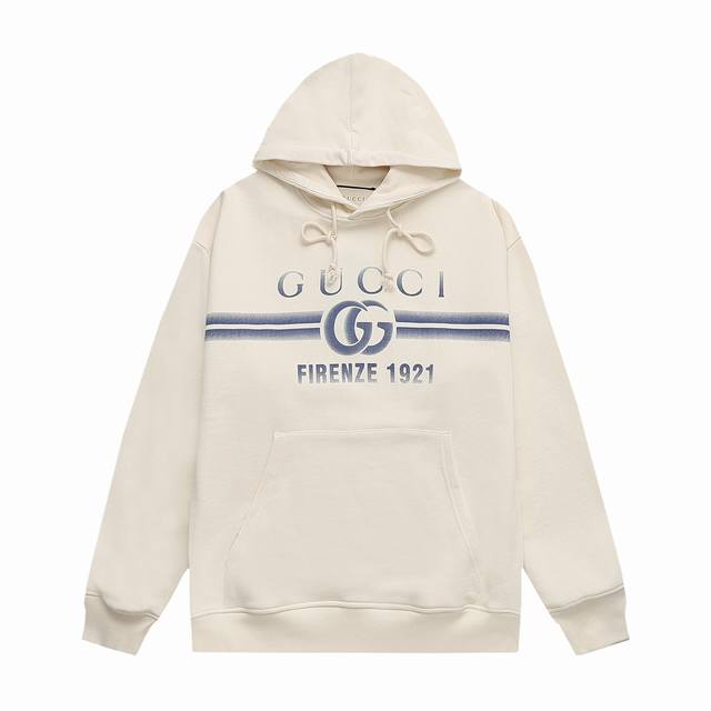 新款上新 古驰 GUCCI GUCCI 古驰 腰带水转印 双G字母印花 Logo标识精致升级，灵感源自八十年代复古 原版面料 官方同款 连帽卫衣 定制400 克