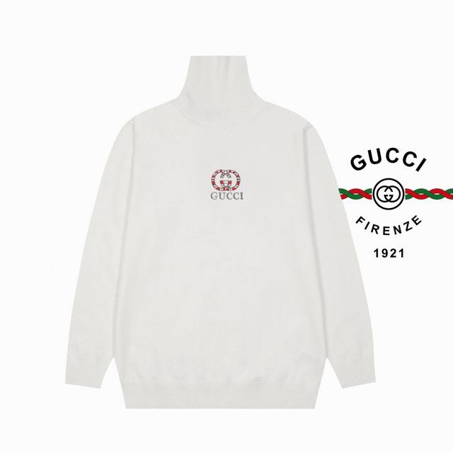 dw GUCCI 古奇经典专属标识 新款时尚烫钻LOGO秋冬新款高领毛衣，市场独家秋冬高领毛衣。经典黑白色，手感柔软细腻舒服，质感更是一级棒，手感柔软亲肤舒适不