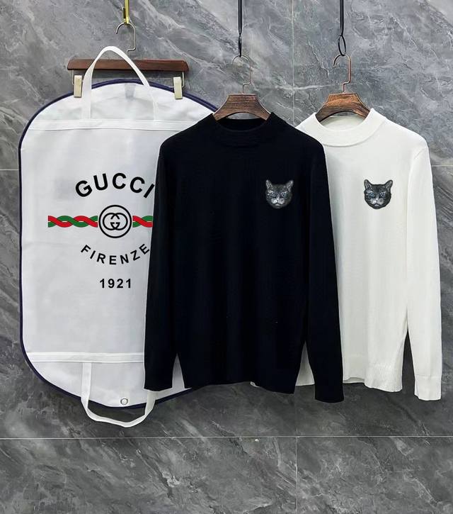 Gucci 古奇3标齐全 官网同款精美刺绣LOGO半高领毛衣 精品羊毛混纺毛衫 男女款高端定制臻品系列 隶属品牌高端主线 专利顶级纱线混纺 以创新来阐释常规款式