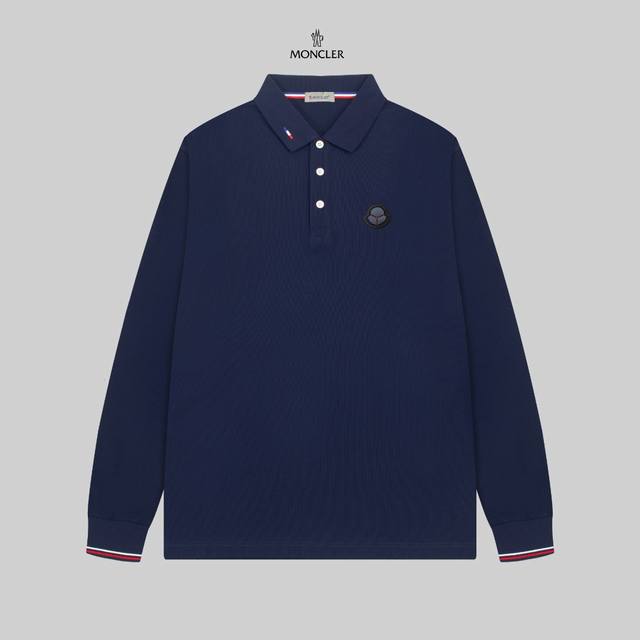 MONCLER 蒙口 24SS新款徽标刺绣翻领长袖Polo衫。 简约而不失精炼风范的T恤.缔造现代优雅造型的最佳单品.渠道精品 客供Piquet气孔纤维珠地棉面