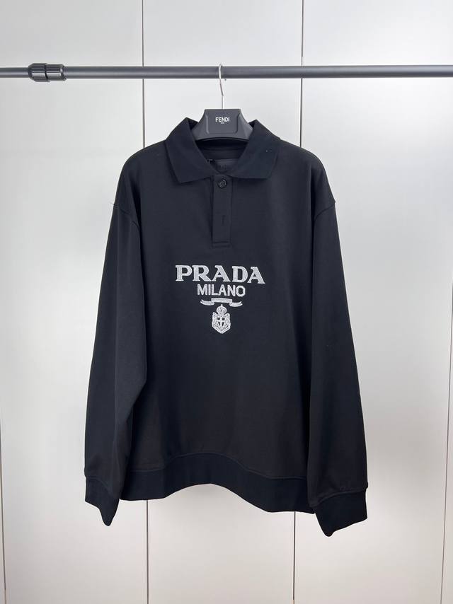 Prada普拉达logo毛巾刺绣polo卫衣 S M L