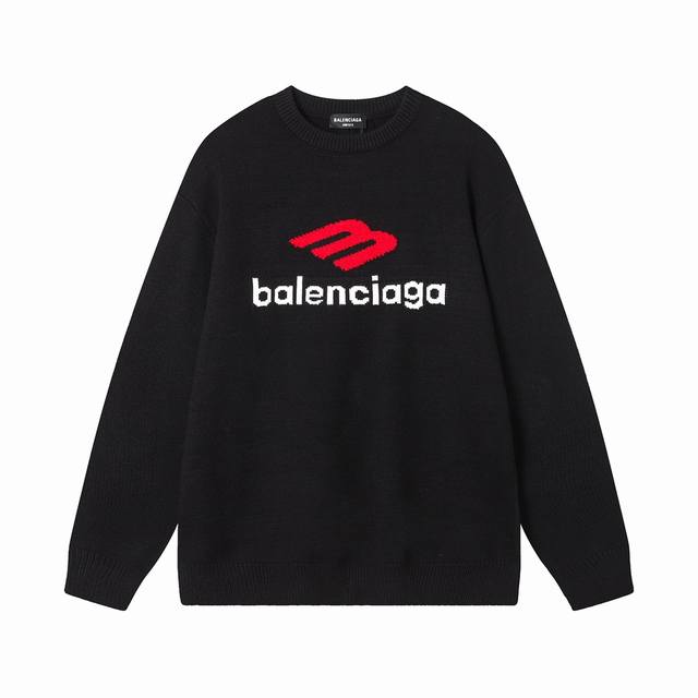 重磅高版本 Balenciaga 巴黎世家23ss新款提花羊毛针织衫毛衣 OS版型 男女同款 整衣500克重磅 秒杀市场通货 毛料采用7针进口机编织制造 采用羊