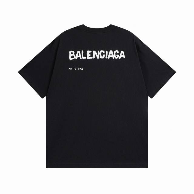 细节图 顶级版本.280克官网品质 BALENCI*GA 巴黎BALENCI*GA#春夏季新款，字母模糊阴影印花短袖T恤.砖柜同步 面料采用巴黎ZP定织定染全棉