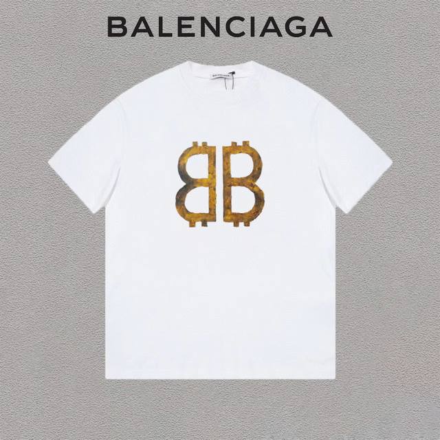 Balenciaga 巴黎世家 标识Logo字母印花简约圆领短袖T恤男女同款 吊牌 领标 水洗唛 三标齐全 定织定染280克精梳棉面料 尺码：S-XXL 颜色：