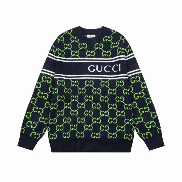 GUCCI 古驰 24新款秋冬针织圆领 官网一致款式 面料:加厚750克仿羊绒精品毛织面料 工艺：前片进口机器拼接经典工艺 做前均经过高温预缩工艺 不会缩水变形