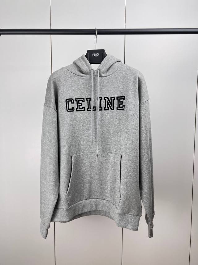 Celine赛琳字母植绒印花连帽卫衣 S M L