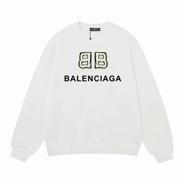 3484# BALENCIAGA巴黎世家400克印花圆领大毛圈卫衣 1：1对版面料400克毛圈高克重纯棉，提前做过预缩水1x1双纱怎么洗都不会变形，正确版本吊牌