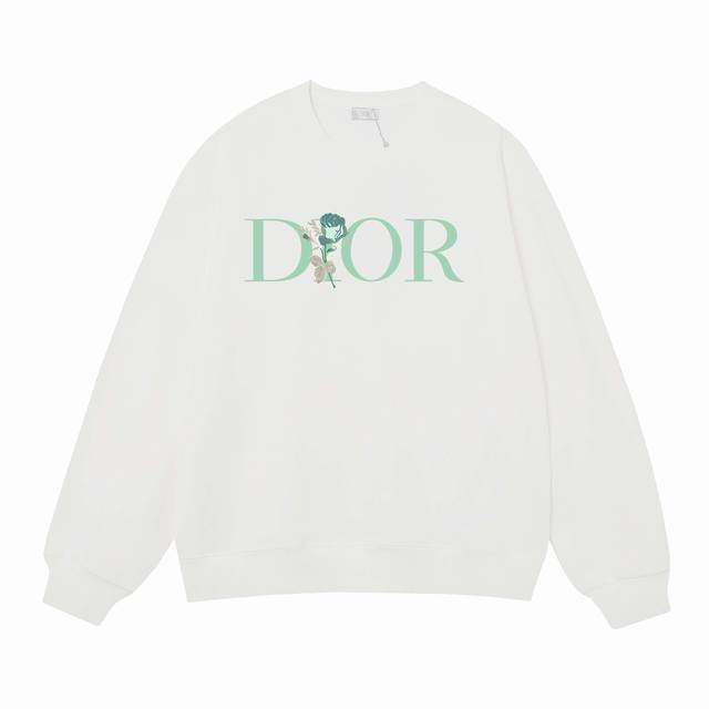 3518# 迪奥DIOR400克印花圆领大毛圈卫衣 1：1对版面料400克毛圈高克重纯棉，提前做过预缩水1x1双纱怎么洗都不会变形，正确版本吊牌，领标，水洗麦，