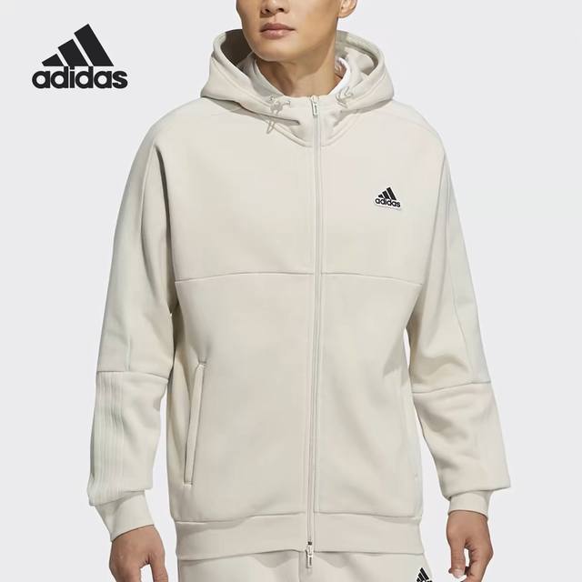 YLD1151＃ 秋冬新款2024年阿迪达斯adidas冬季新款三条杠经典款立体刺绣加绒连帽开衫外套 情侣男女同款 内里加厚水貂绒绒面料 柔软舒适细腻 专柜同款