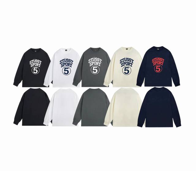 上新款号：S1062 STUSSY 斯图西 Stussy FW24 短袖男SPORT字母印花圆领tee秋季宽松长袖T恤.情侣搭配。 原版打造 细节高控 面料精