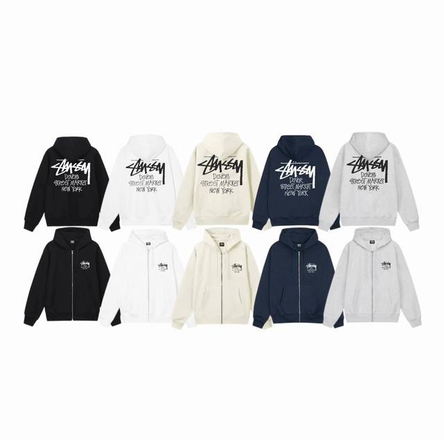 毛圈 加绒 上新 款号：S4005 STUSSY 斯图西Stussy DSM城市限定系列 New York4約字母Logo印花连帽拉链卫衣 男女同款 不起球不掉