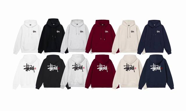 毛圈 加绒 上新 款号：S2091 STUSSY 斯图西Stussy 经典款红标图案印花连帽卫衣 男女同款 不起球不掉色 大毛圈落肩版型 二本针加持 拒绝变形