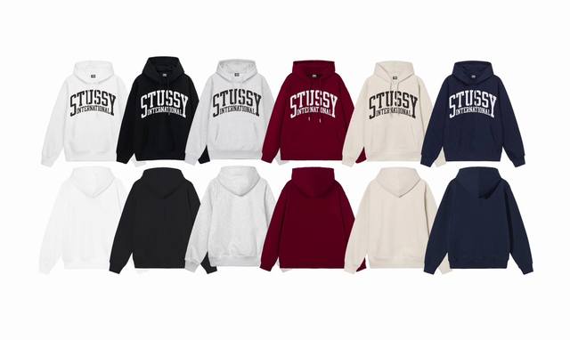 毛圈 加绒 上新 款号：S2082 STUSSY 斯图西Stussy SS24 INTERNATIONAL TEE PIGMENT DYED字母印花连帽卫衣 男