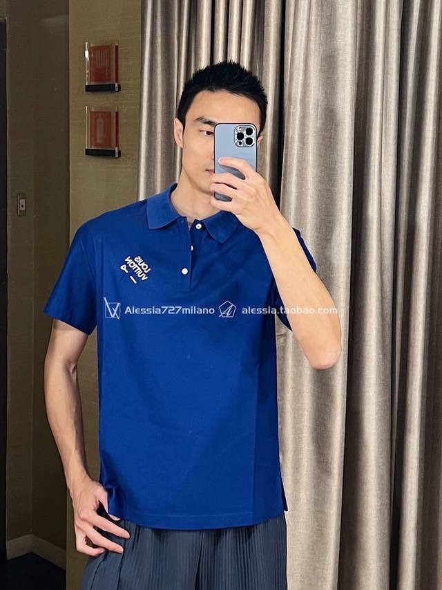 LV路易威登 春夏新款男士logo刺绣全棉polo衫 黑色，白色，深蓝 M～3XL