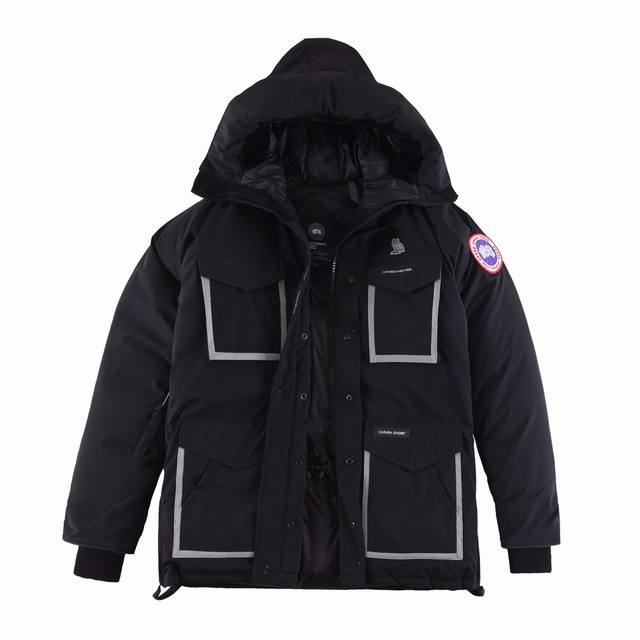 加拿大鹅 Canada goose X OVO 猫头鹰长款 黑色白底独家实拍