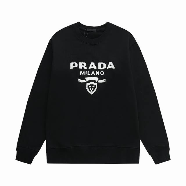 新款上新 PRADA 普拉达 印花工艺 经典复古 升级，灵感源自八十年代复古 原版面料 官方同款 圆领卫衣 定制 同缸染面料 手感非常舒服 春夏最新砖柜同步 时