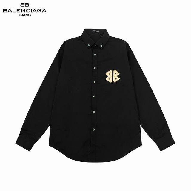 Balenciaga 巴黎 爆款来袭 超强工艺 经典立体胶带烫压印Logo长袖宽松版型衬衫 2024ss官网新款长袖 衬衫 衬衣，精美立体Logo 高端版本，专